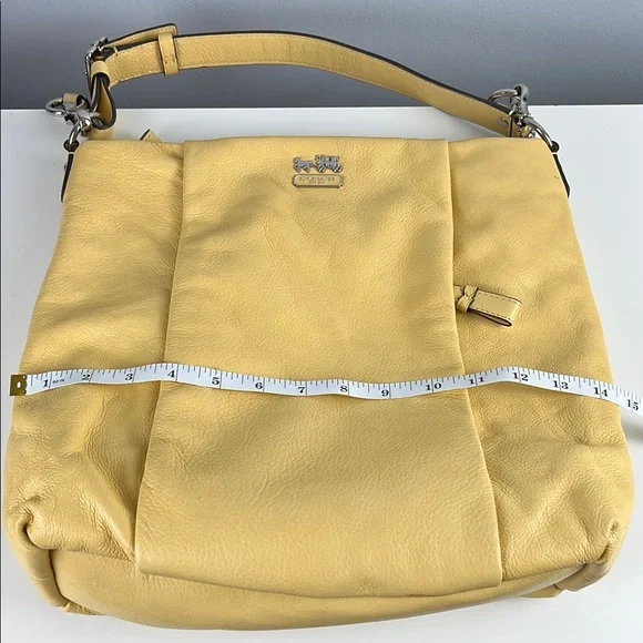 Coach Madison Isabelle Yellow Pebbled Leather Shoulder Crossbody Bag 21224 - Picture 15 of 16